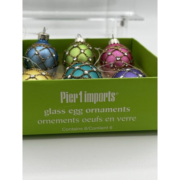 Pier 1 Imports Christmas Easter Ornament Tree Glass Eggs 2 boxes 12 eggs Retired - Picture 10 of 15
